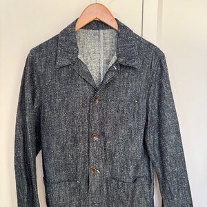 Epaulet Doyle Jacket in Overdye Indigo Raw Silk-Linen